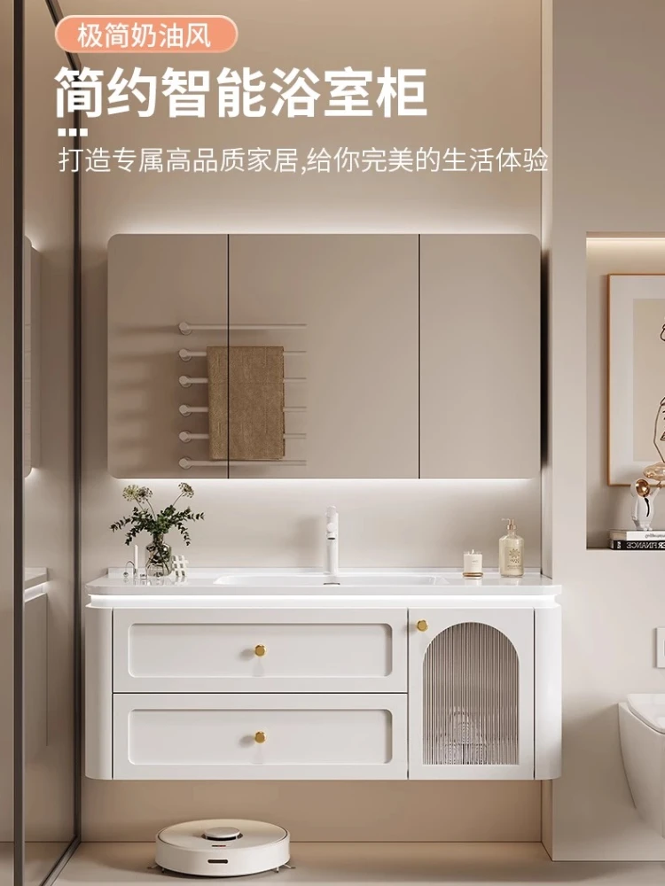 *Nordic style ceramic integrated basin rounded corner bathroom cabinet combined toilet washbasin cabinet