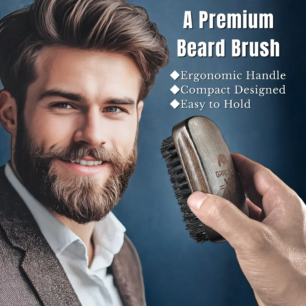 The Gracemen Premium Retro Beard Brush and Facial Brush for Men Boar and Nylon Bristles and Wooden Handle Great Gift to Man 2