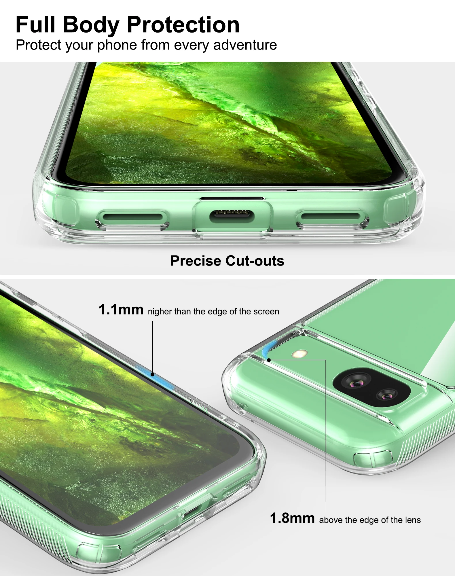 Slim Fit Clearfor Google pixel 8 a  Case  Hard PC Back & Soft TPU Bumper Protective Shockproof Cover transparent stand case