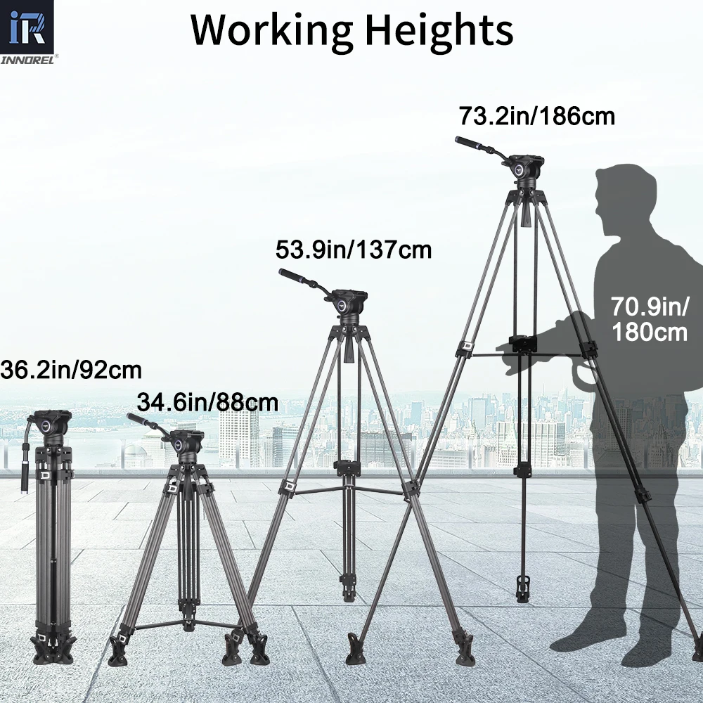VF80C Professional Carbon Fiber Video Tripod 186cm & Hydraulic Fluid Video Head F80 For DSLR Camera Camcorder Slider 12kg Load