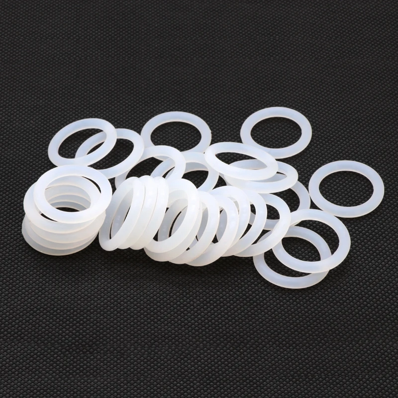 10pcs VMQ O Ring Seal Gasket CS 5mm OD 15 ~ 150mm Silicone Rubber Insulated Waterproof Washer Round Shape White Nontoxi