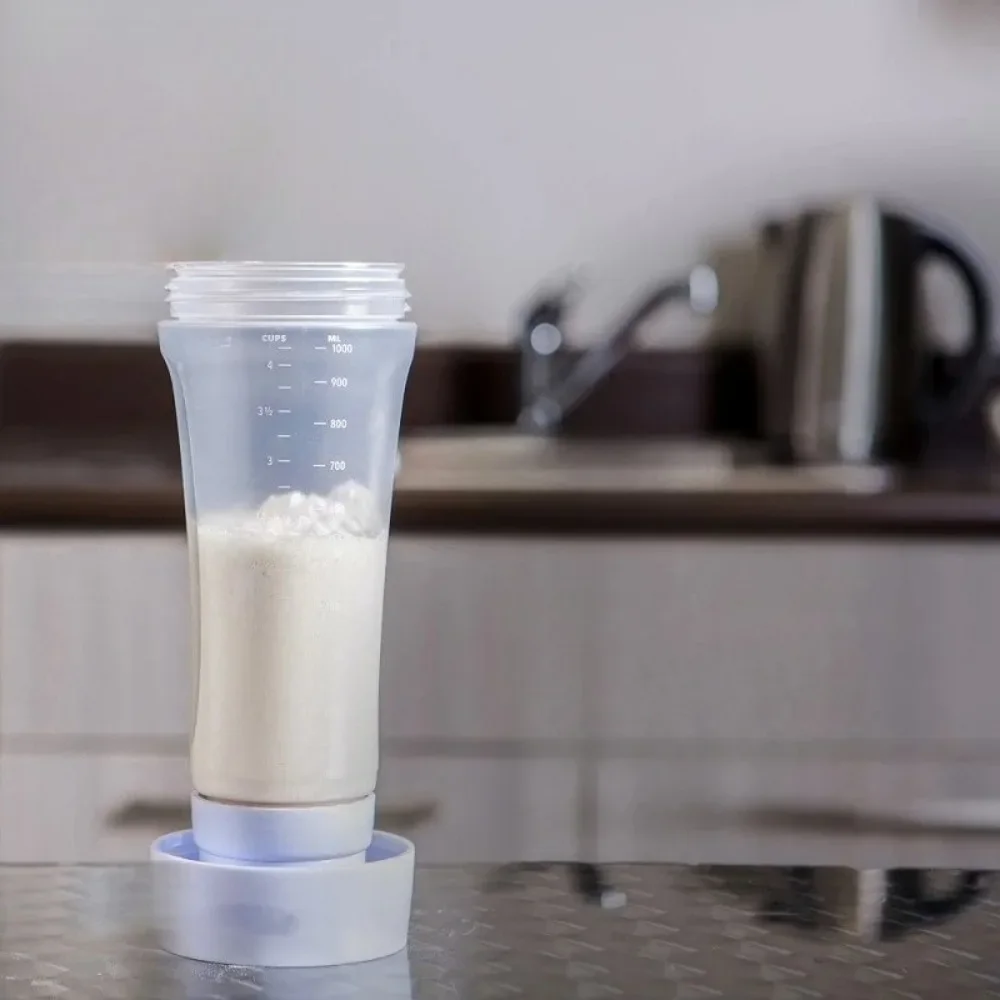 New 1000ml Hand Cranked Batter Mixer Bottle with Scale Batter Dispenser Pancake with Whisk Ball Baked Goods Easy-Squeeze LIJIAO