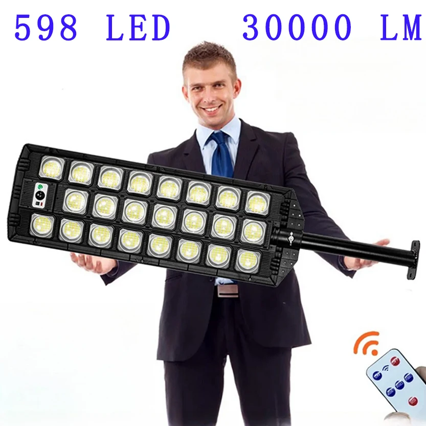 30000 Lumens Solar Street Lights Outdoor 598 LEDs 30000W Super Bright Motion Sensor Waterproof for Yard Garage Garden Solar Lamp