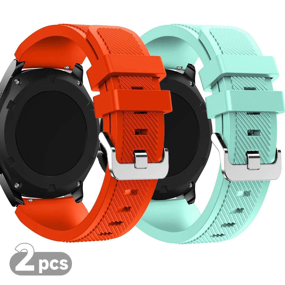 Set of 2 Premium Silicone Watch Bands (20mm/22mm) - Versatile and Durable Replacement Straps