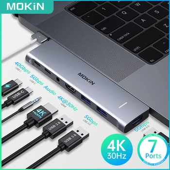 MOKiN USB C 3.0 어댑터, SD, TF, PD, 100W, 썬더볼트 3 허브, 비디오, 맥북 프로 컴퓨터 액세서리, 4K HDMI, 60Hz