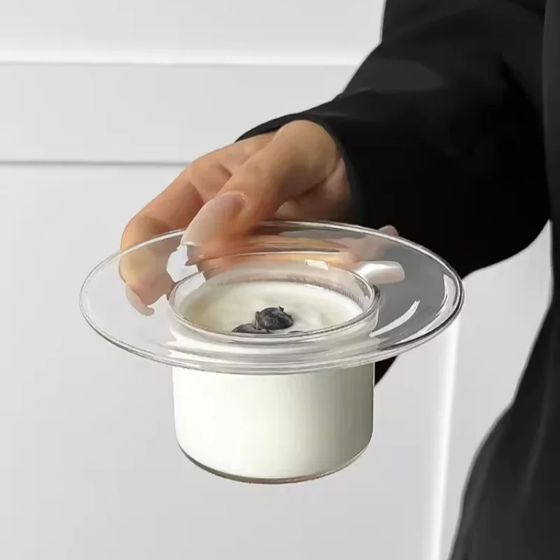 Transparent Straw Hat Shaped Glass Cocktail Glass Bowl Cute Ice