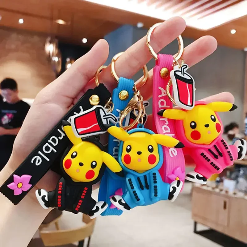 

Pokemon Kawaii Anime Cartoon Series Pikachu Creative cute girl key chain children student schoolbag couple backpack pendant gift