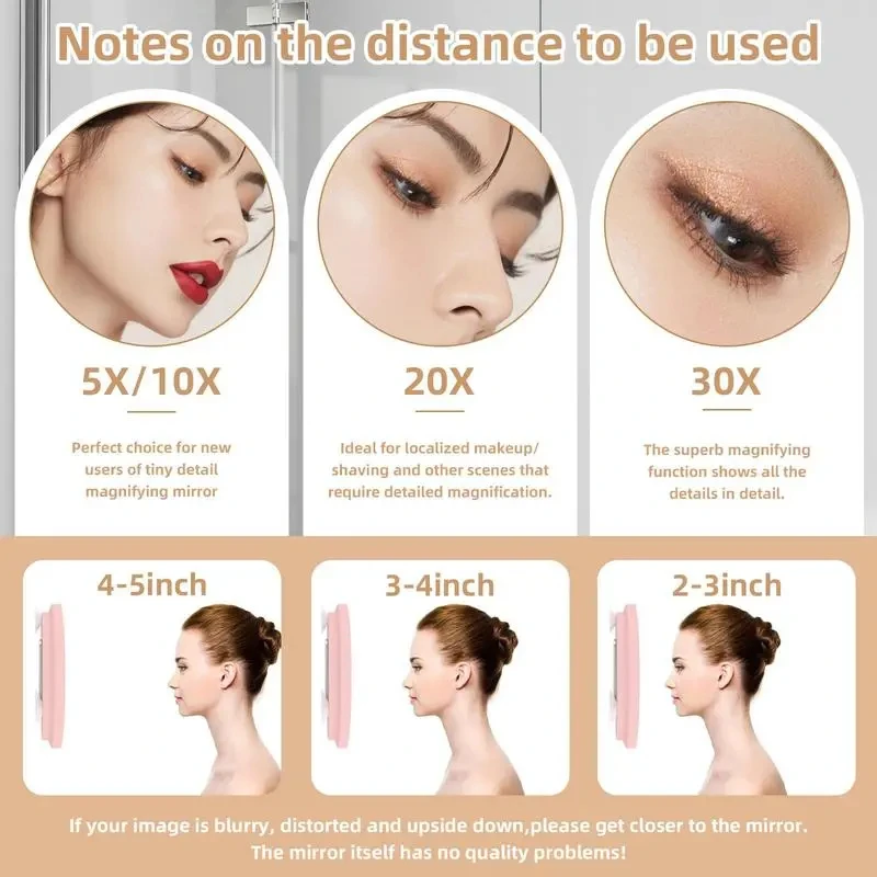 Rechargeable LED Makeup Mirror 6 Inch Adjustable Lighted Portable Compact Travel Cosmetic Mirror with Magnification 30X 1 Box makeup mirror,magnifying mirror