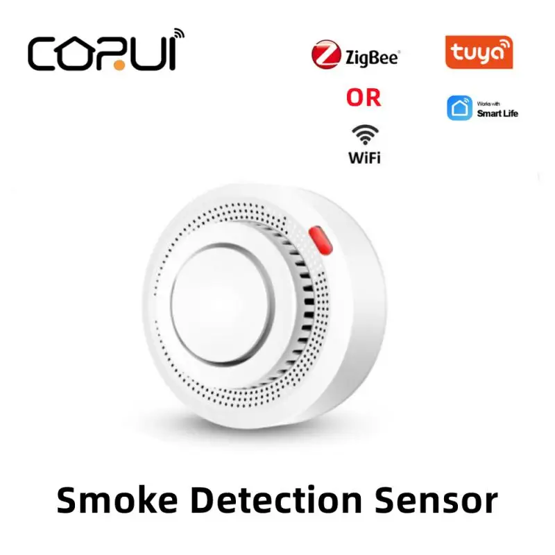 

CORUI Tuya WIFI Zigbee Smart Smoke Alarm Detector Smoke Alarm Sensor Home Security System Smart Life App Remote Control
