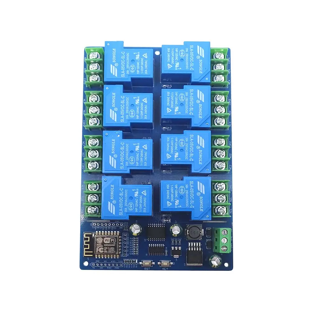 Modulo Relè WiFi ESP8266 8 Canali 30A Con ESP-12F, Alimentazione 7-28V/5V, Scheda Sviluppo