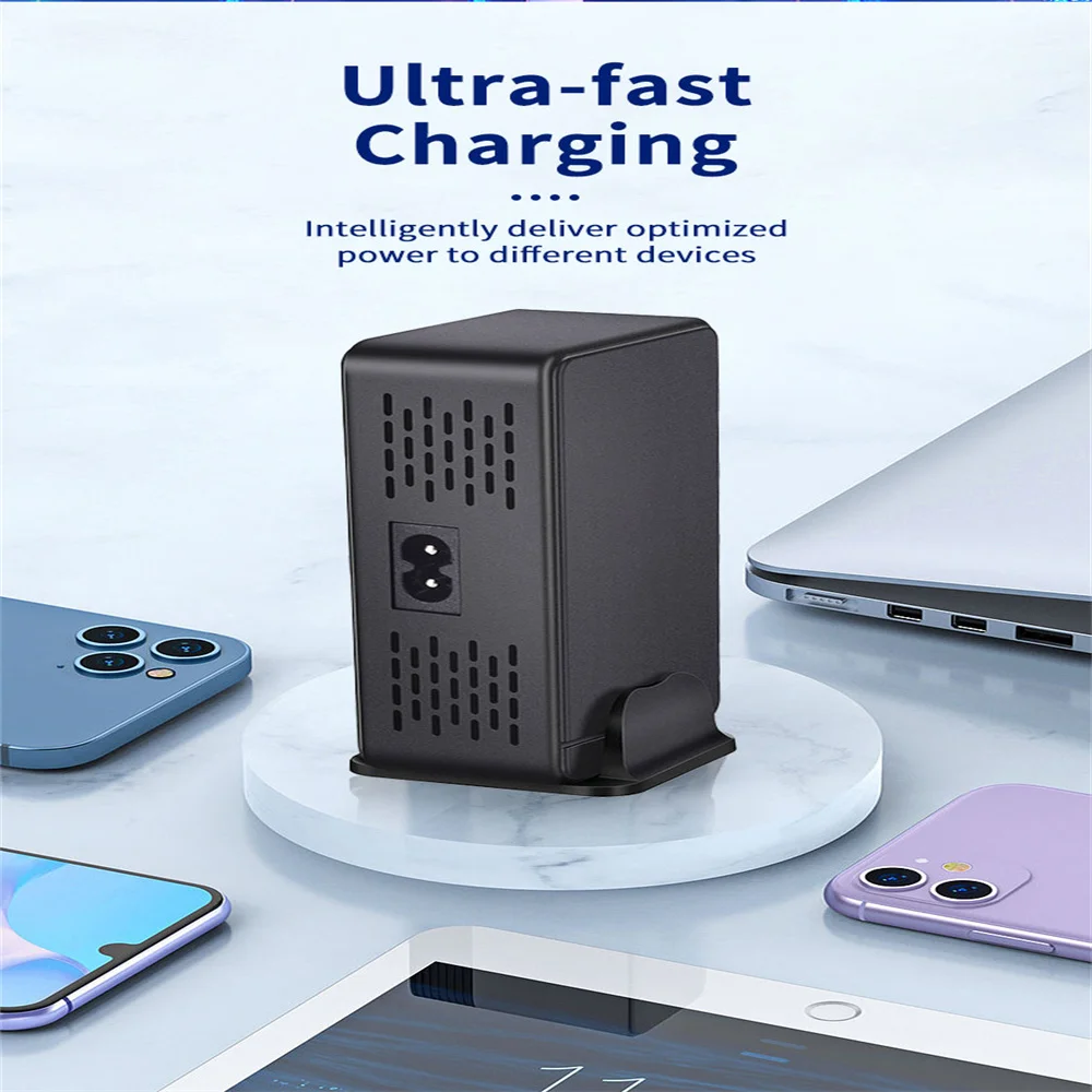 GaN Charger 268W Desktop GaN Charger 8-port USB Type C PD Charger Fast Charge 3.0 USB Type C Fast Mobile