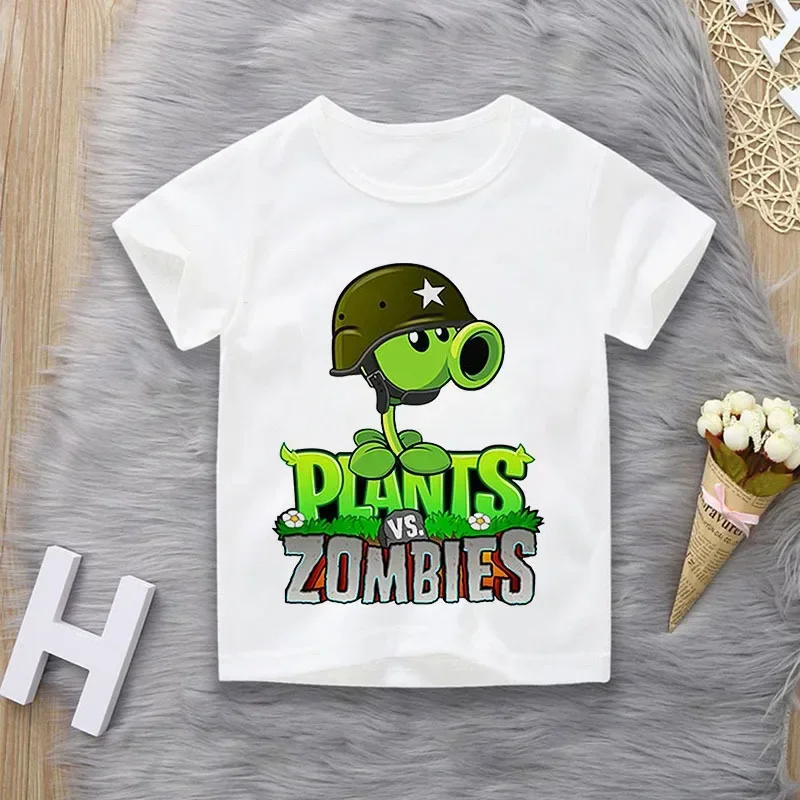 Plants Vs. Zombies Casual Printed T-Shirt for Kids - Short Sleeve Family Matching Outfit