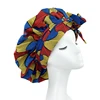 New African Ankara Pattern Satin Linned Bonnet Women Long Ribbon Headwrap Double Layer Headscarf Big Size Adult Hair Cover 4