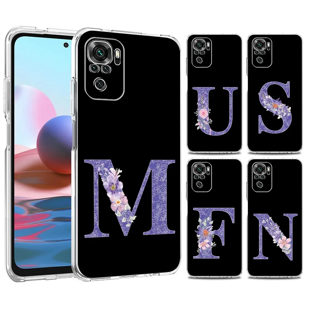 Retro Purple Flower Initial Letter Phone Case Cover