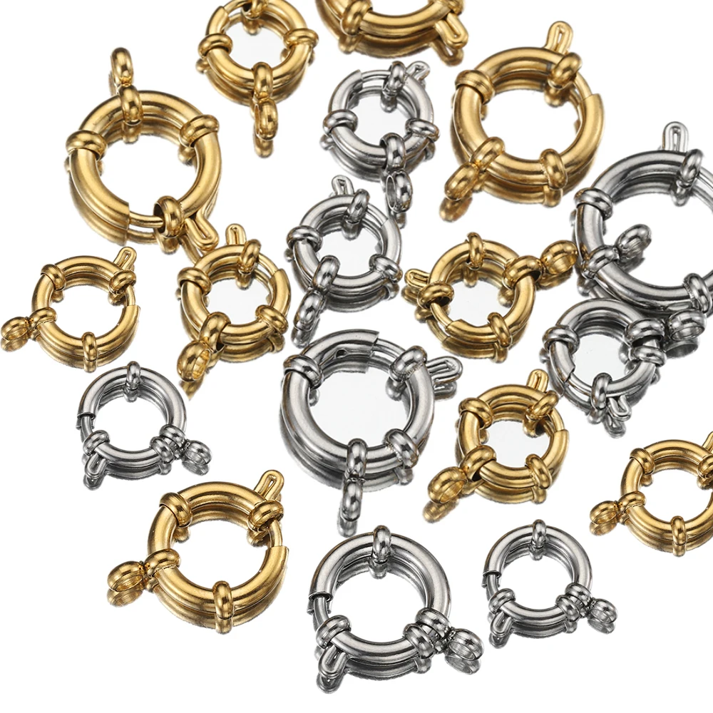 4 Stück 10–18 mm Edelstahl-Federverschlüsse, rund, Matrosenverschluss, Armband, zwei Schlaufen, Verbinder, DIY, Schlüsselbein, Halskette, Schmuckherstellung – Detail 12