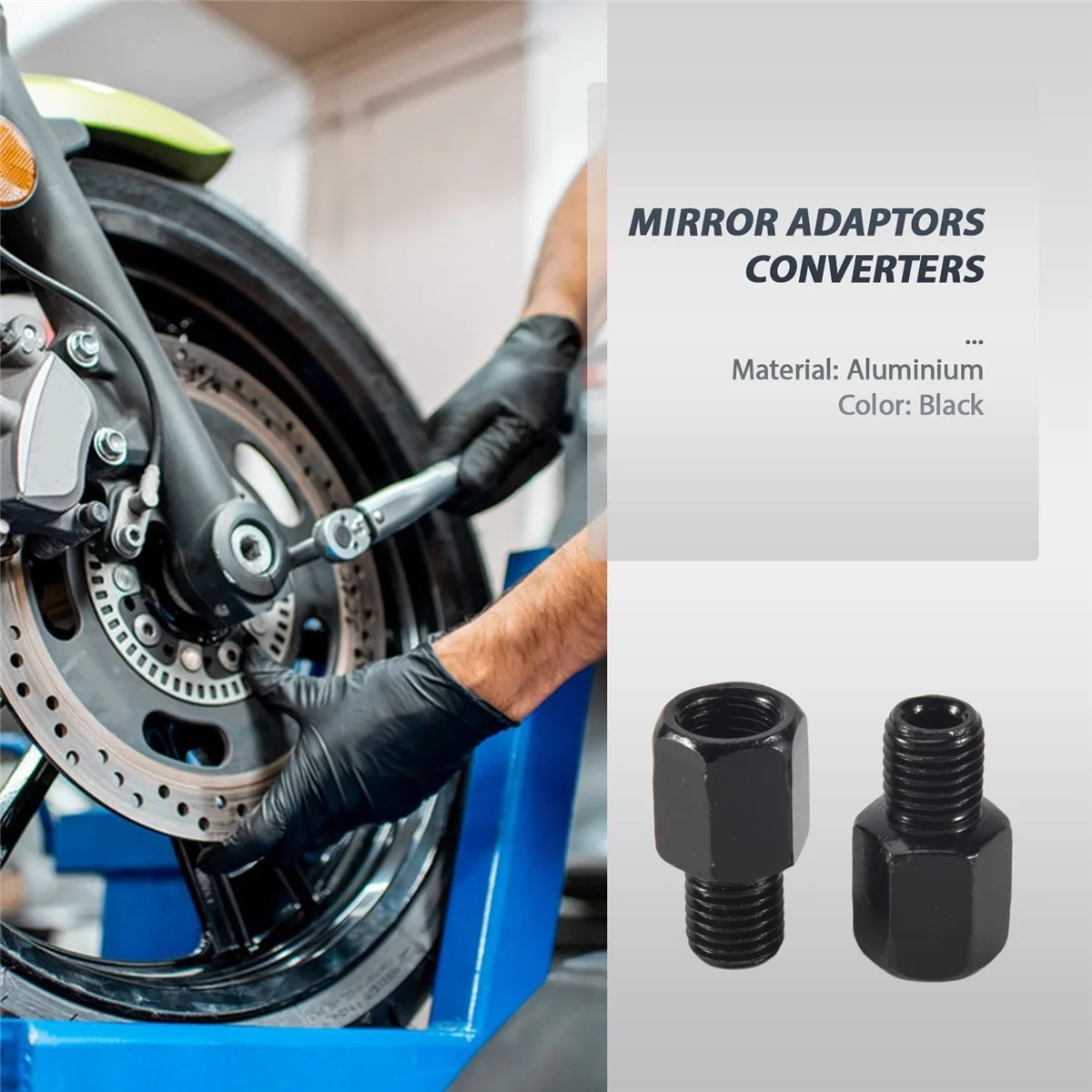 2 PCS motorcycle MIRROR ADAPTORS CONVERTS CLOCKWISE 8MM TO 10MM BLACK motorcycle mirror adaptors