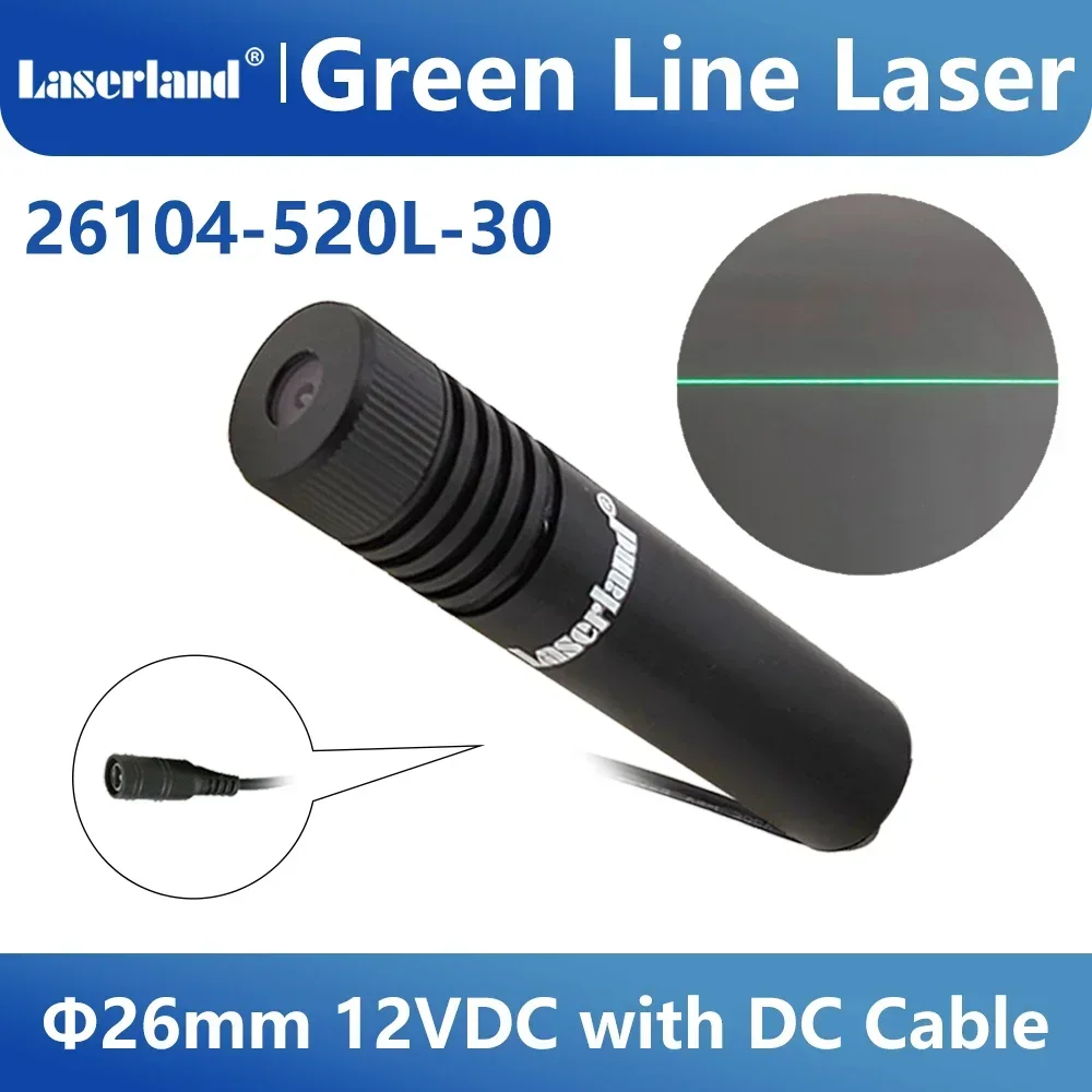 Green Line Laser Diode Module Projector Glass Lens for Alignment of Cloth Wood Stone Cutting with DC
