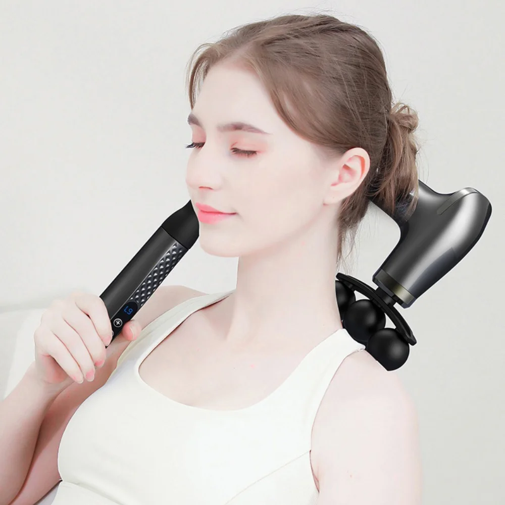 3 Head Electric Fascia Gun High-Frequency Body Massager Handheld Muscle Relaxation Back Neck Shoulder Muscle Masajeador Gun