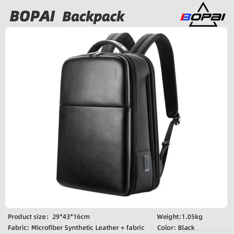 BOPAI 15.6"Laptop Business Backpack fro Men Anti-Theft, Waterproof USB Charge Travel Outdoor Male Wet Dry Separation Backpack 2