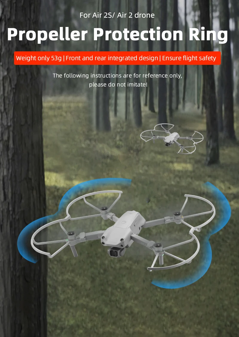 Garde-hélice Pour DJI Air 2S/ Air 2 - Anneau De Protection Anti-collision - Léger Et Rapide à Installer - Gris