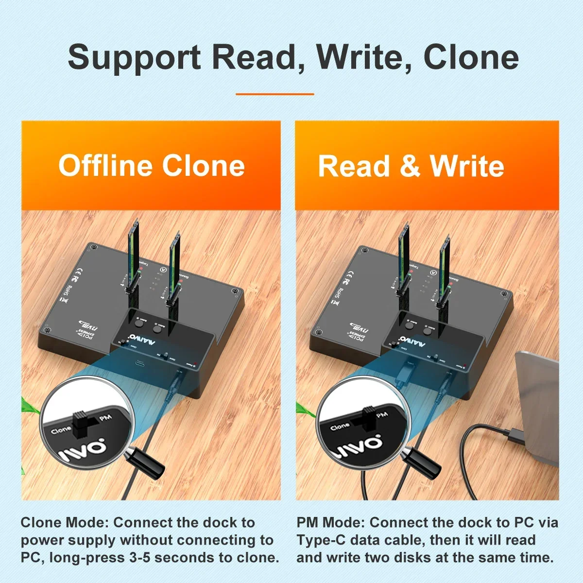 MAIWO   M.2 NVMe SSD Ŭ  Ŭ, 10Gbps USB 3.1 Gen2  ̽, M2 Nvme ϵ ̺ ڽ   ̽