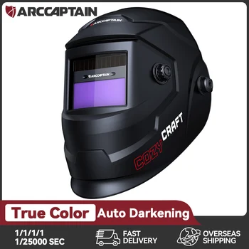 Casco per saldatura ARCCAPTAIN True Color Oscuramento automatico Alimentato ad energia solare Cappuccio per saldatore MIG TIG ARC 1/1/1/1 Maschera per saldatura ottica superiore