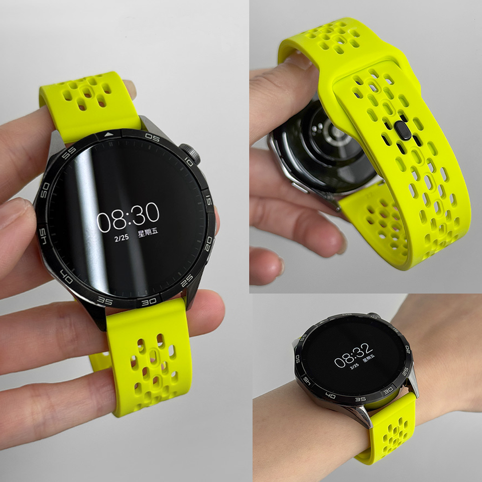 20mm 22mm watchband Strap For Huawei watch gt5/4/3 pro 2 Sport Silicone hole correa Samsung Galaxy Watch 7/FE/5/pro/6/4/Classic