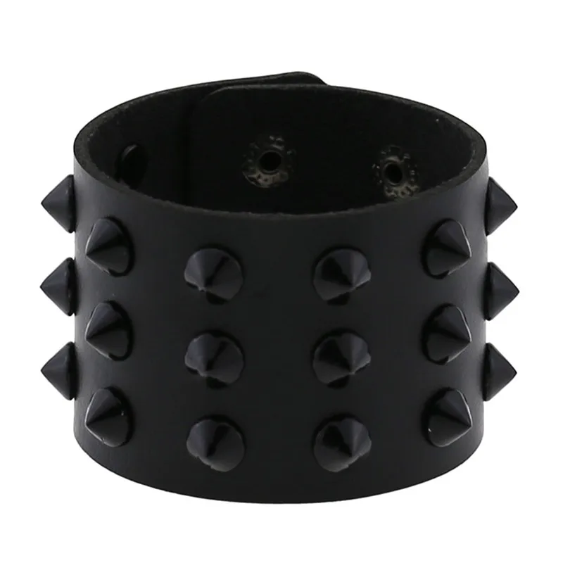 Gotický špice náramek černá široký kůže punková náramky pro ženy muži goth děvče manžeta náramek studded náramek unisex šperků