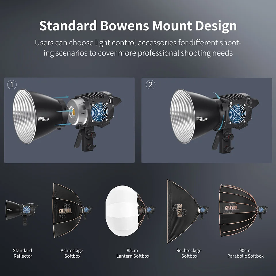 ZHIYUN MOLUS B100 B200 B300 B500 비디오 라이트 300W LED 사진 조명 채우기 라이트 사진 스튜디오 비디오 야외