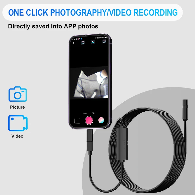 TYPE-C Endoscope Camera HD1080P 8MM/5.5MM Lens 2IN1 Pipe Inspection Borescope Camera Waterproof LED for IPhone Android Phones 6