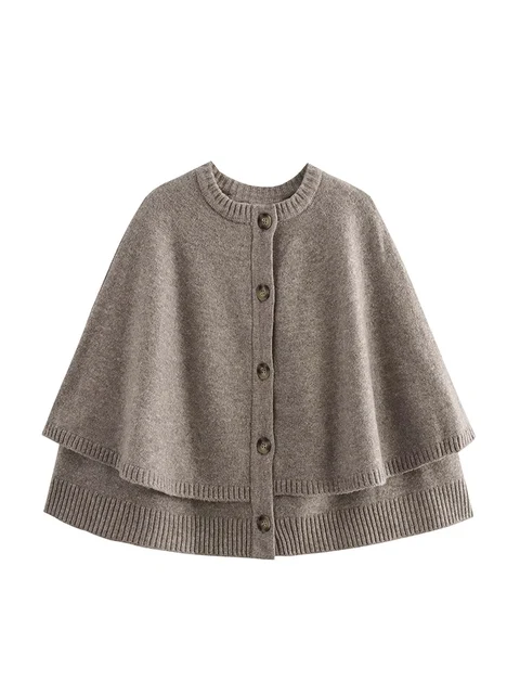 European & American Style Knitted Cape Jacket – Chic & Versatile 1