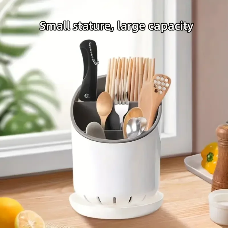 1PC Kitchen Storage Chopsticks Tube With Drain Plate Tableware Storage Holder Home Kitchen Organizer Rack Chopstick Drain Box 4
