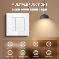 BSEED WIFI Dimmer Switch 1/2/3/4Gang Smart Click Button Switch Glass Panel White LED Indicator Tuya Smart Life Alexa Control - Image 3