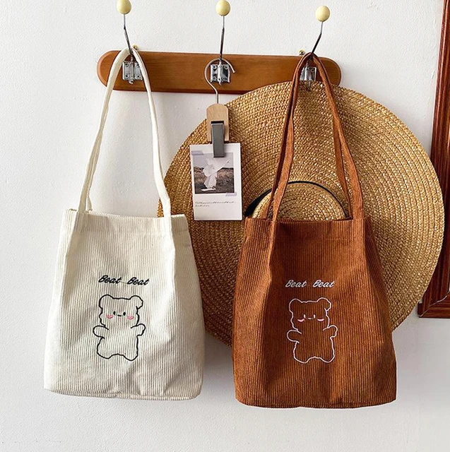 Borsa Tote In Velluto A Coste Donna - Grande Shopper Per Lavoro, Scuola E Shopping, Morbida E Capiente - Foto 7