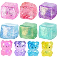 Maltose Cube Stress Squeeze Toy D ecompression Small Ice Cubes Anti Stress Slow Rebound Polar Light Colorful Squeeze TPR Block