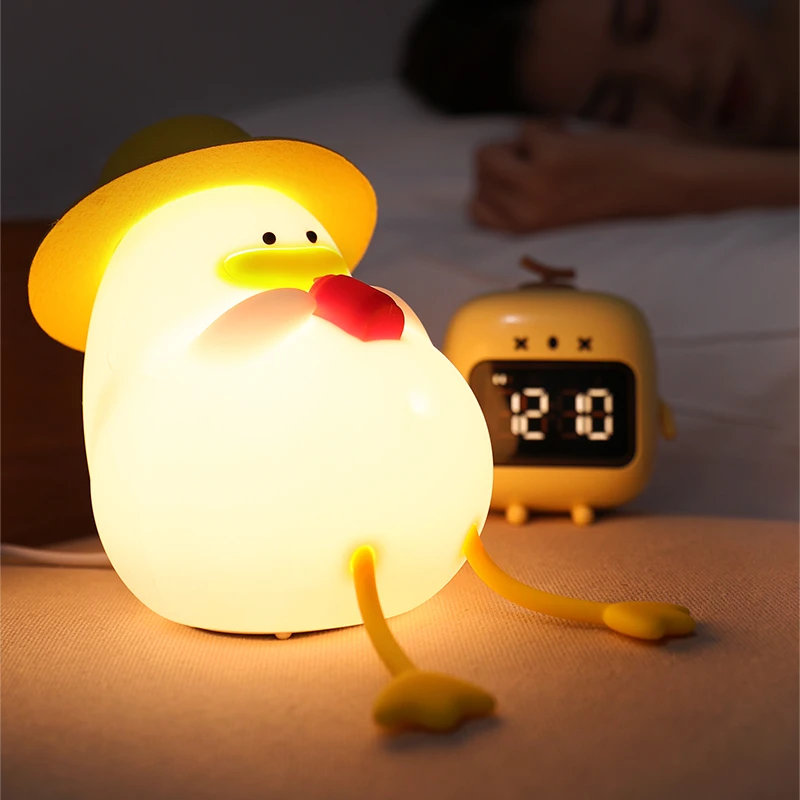 USB LED Nattljus Uppladdningsbar Lampa RGB Mjuk Silikon Söt Anka Djurljus Kreativ Barn Present Semester Sovrumsdekoration_voghion.com