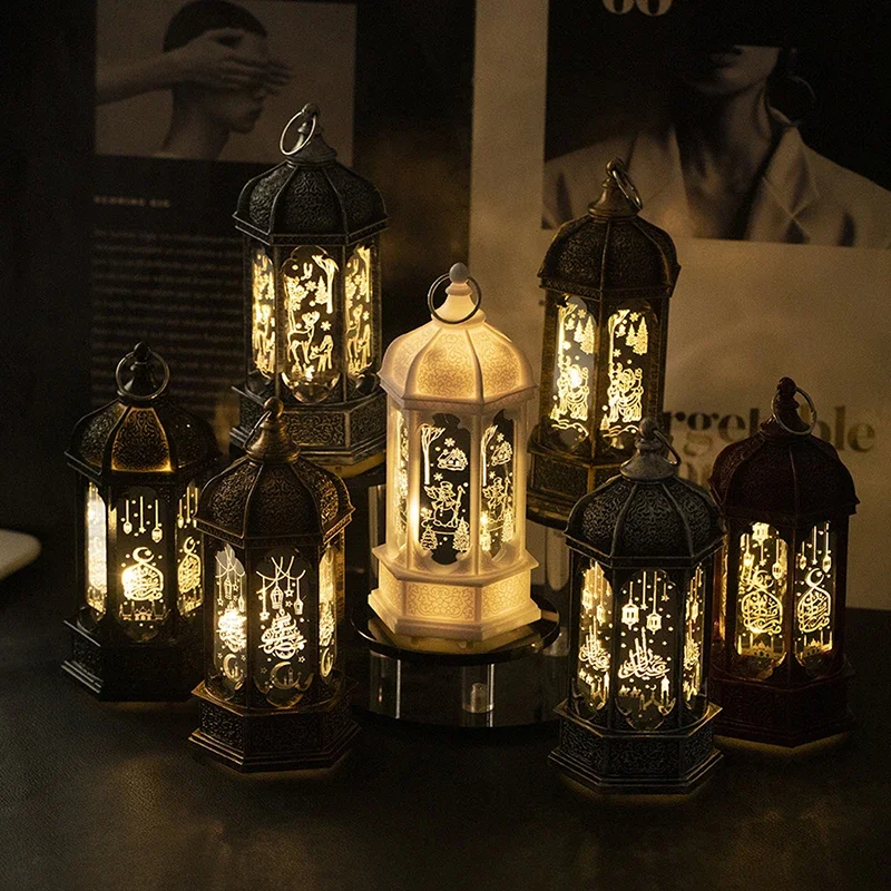 Anlising 2 Lanterne Decorative Ramadan – LED A Batteria, Luna E Stelle, 7x13 Cm, Colore Nero - 2