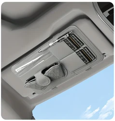 Luxury PU Leather Car Sun Visor Organizer with Multi - Pocket Storage & Eyeglasses Clip (Gray)
