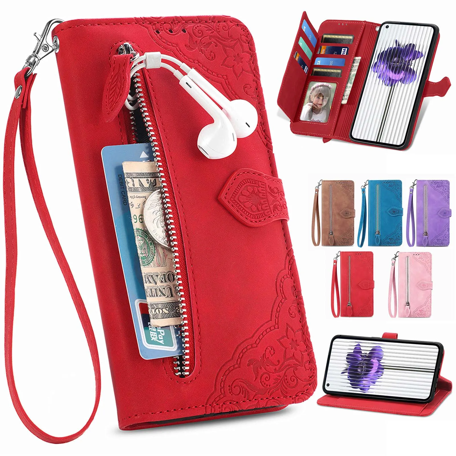 

For Samsung Galaxy S22 Ultra S21 Plus S20 FE A13 A23 A33 A53 A73 A12 A22 A32 A52S A72 Doka Zipper Flip Leather Wallet Phone Case