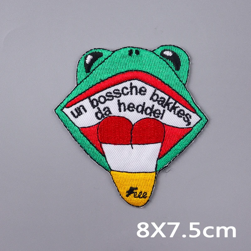 Patchs thermo-adhésifs pour vêtements, emblème de carnaval des Pays-Bas, autocollants brodés, patch grenouille heureuse, fer sur patchs, Oeteldonk