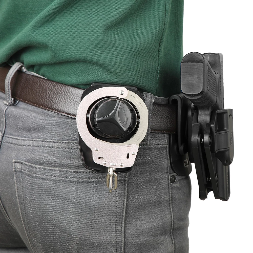 Universal Handcuff Case Open Top Secure Lock Retention & 60° Adjustable Clip Handcuffs Holster Handcuff Clip Case for 2inch Belt 6