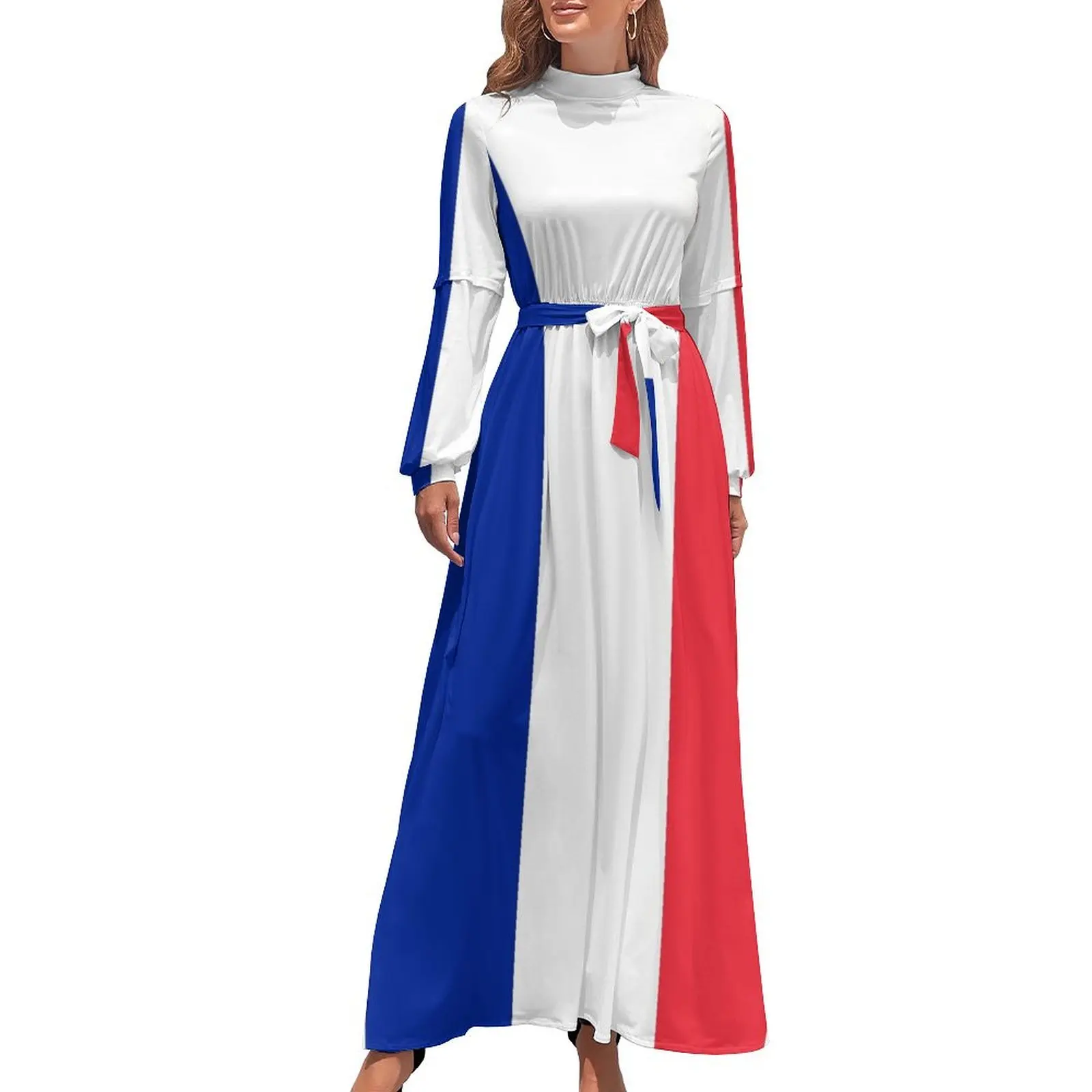 thumbnail image 1 of Vestido largo con bandera de Francia, vestido para mujer 2024, ropa femenina, ropa de mujer 2024, recién llegados, vestido de verano 2024 para mujer, 1 of 5