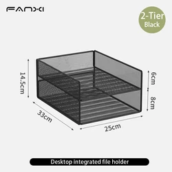 Enhanced Desk Organizer with File Holder and Mesh Accessories (2 - tier)