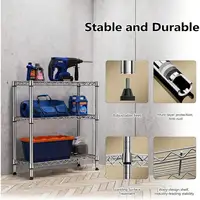 3 Tier Wire Shelving Metal Shelves Organizer Adjustable Chrome Wire Rack Storage 2
