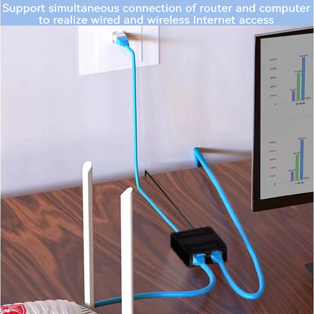 1 to 2 이더넷 스위치 커넥터, 2 포트 RJ45 이더넷 스위처 스플리터, 100Mbps, 두 장치 온라인 동시 연결