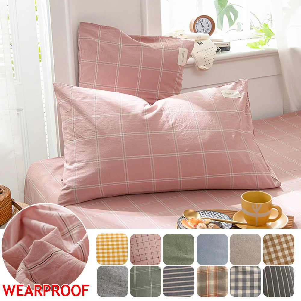 

Cotton Plaid Pillowslip Pillowcase Special Wrinkle Craft Super Soft Sofa Cushion Cover Summer Fall Simple Sleep Pillowcase