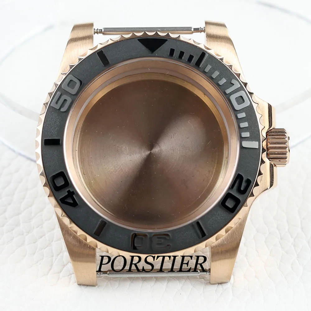 NH35 Case 40mm rose gold Sapphire Crystal Glass Waterproof for NH35 NH36 movement 28.5mm Dial Submariner GMT Yacht watch case