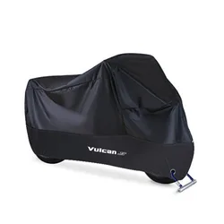 Waterproof Outdoor Motorcycle Cover with UV Protection and Dustproof Features - XXL  210cm (Vulcans Black)