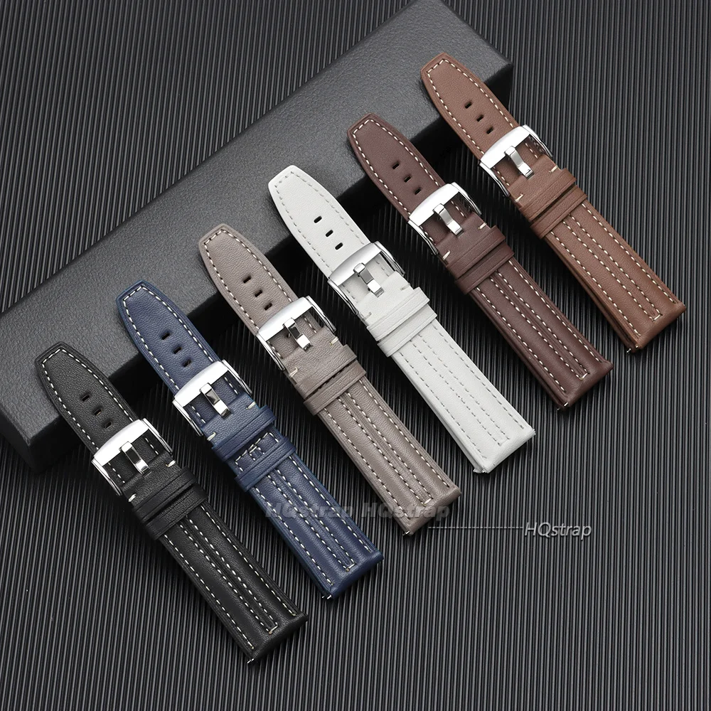 22mm Retro Calfskin Leather Quick Release Watch Strap – Sporty Replacement Band