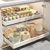 Kitchen Pull-out Retractable Cabinet Ultra-deep No-punch Divider Inside Shelf Pots And Pans Scalable Slide Drawer Organizers 3